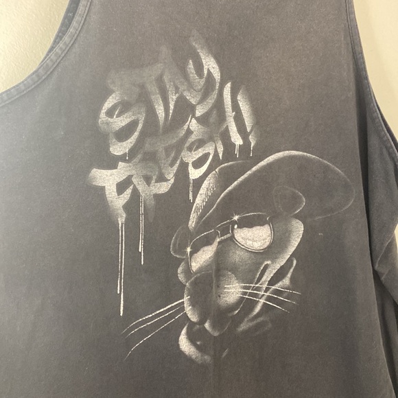 Pink Panther “ Stay Fresh” Streetwear Style Black Tank Top - Picture 2 of 4
